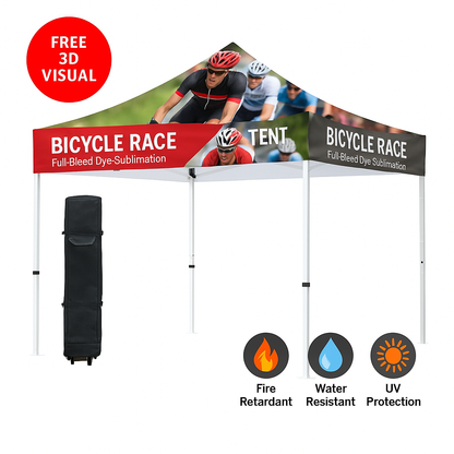 Premium Aluminum 10' Tent Kit (Full-Bleed Dye Sublimation) 17" Valance